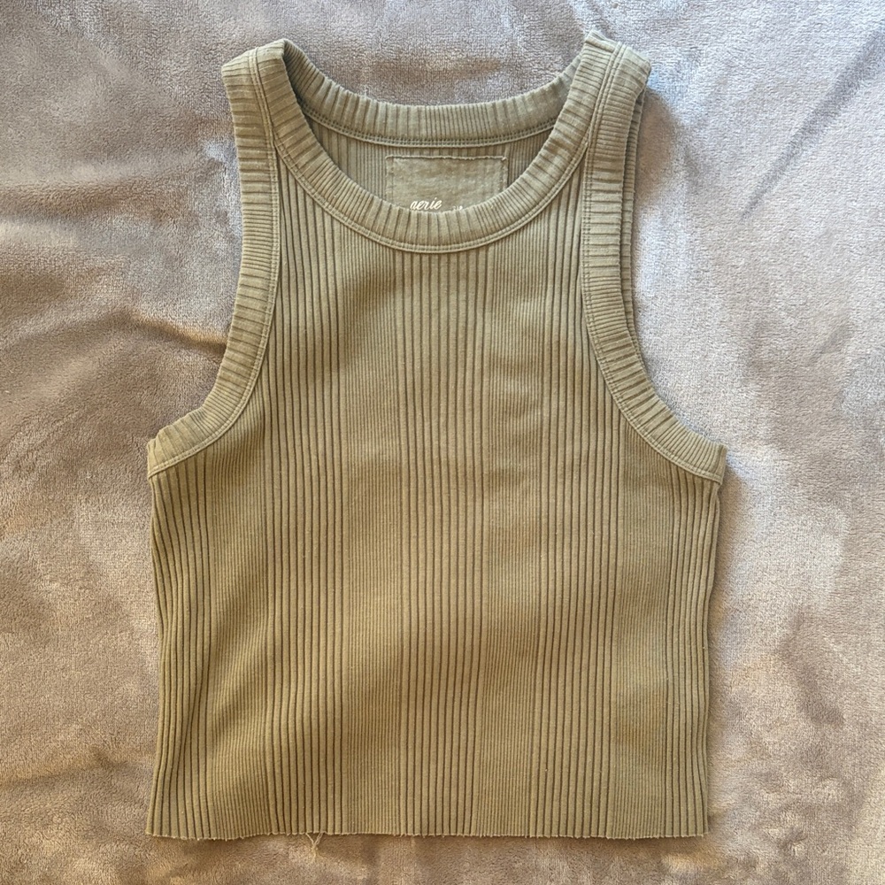 Aerie Ribbed Green Tank Top